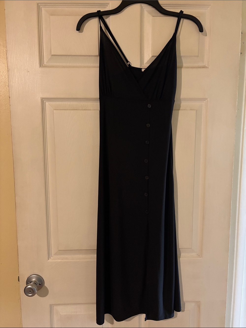 Rolla Coster Black Midi Slip Dress with Side Buttons